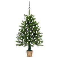 Dirbtinė apšviesta Kalėdų eglutė su žaisliukais, žalia, 90cm