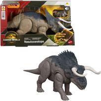 Žaislinė figūrėlė Mattel Jurassic World Rebirth Wild Roar Nasutoceratops JGC81, 31 cm, pilka