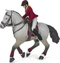 Žaislinė figūrėlė Papo Competition Horse With Riding Girl 401380, raudona/pilka