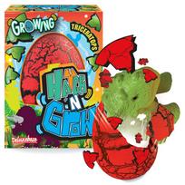 Žaislinė figūrėlė, dinozauras Deluxebase Hatch N Grow Triceratops, 11 cm, raudona/žalia