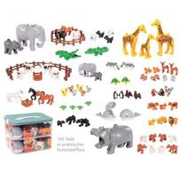 Figūrėlių rinkinys, gyvūnai Building Bricks Animals & Fences, 100 vnt., įvairių spalvų