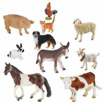 Figūrėlių rinkinys, gyvūnai Farm Animals, 10 vnt., ruda/balta