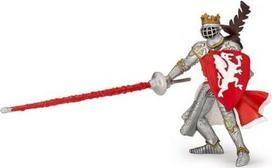 Žaislinė figūrėlė Papo Red Dragon Knight 401368, 21 cm, sidabro/raudona