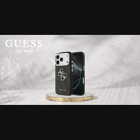 Guess PU Leather 4G Metal Logo Gold Frame dėklas skirtas Apple iPhone 17 Pro Max rožinės spalvos