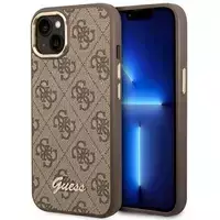 Guess iPhone 14 Plus Hard Case 4G Vintage Gold Logo - Rudas (Brown)