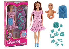 Lean Toys Nėščia lėlė su priedais, Rožinė (Pink)