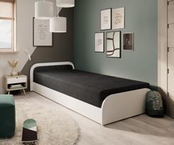 Lova viengulė Parys Alova 04, 80x190 cm, juoda (Black), su čiužiniu, su grotelėmis