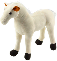 arkliu zaislai - LEAN Toys pliušinis arklys, baltas (White), 40 cm, 13923 - 1 nuotrauka
