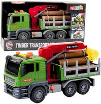 LEAN Toys Medienos transportavimo sunkvežimis su kranu, 1:14