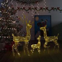 vidaXL Kalėdinė dekoracija Elnių šeima, akrilas, 300 šiltų baltų LED, 329793