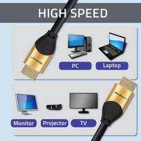 aukso laidas - Qoltec 50354 HDMI v2.1 kabelis itin didelės spartos 8K ,  60Hz ,  30AWG ,  Auksinis ,  1m - 1 nuotrauka