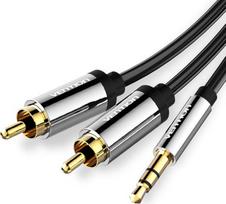 audio 3.5 mm cable - Vention 3.5mm Male to 2x RCA Male Audio Cable 2m Juodas (Black) - 1 nuotrauka