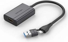 hdmi hdmi kabelis 15m - Vention ACYHB USB-C į HDMI adapteris 1080P Pilkas (Gray) 0.15m - 1 nuotrauka