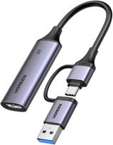 Ugreen Vaizdo įrašymo adapteris 2K@30Hz HDMI -> USB-A/USB-C Juodas (Black)