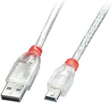 CABLE USB2 A TO MINI-B 0.5M/TRANSPARENT 41781 LINDY