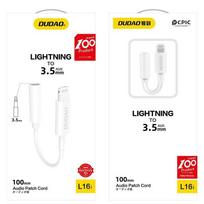 3.5 mm to 3.5 mm kabelis - Dudao Converter Adapter from Lightning to headphones jack 3,5 mm White - 1 nuotrauka