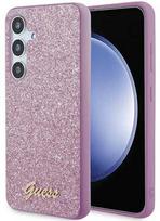 samsung s24 deklas - Samsung Galaxy S24 Guess Glitter Script dėklas - Violetinis (Purple) - 1 nuotrauka