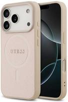 Guess Saffiano Classic Logo MagSafe dėklas skirtas Apple iPhone 17 Pro Max rožinės spalvos