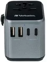 ukis - Verbatim UTA-03 Universal Travel Adapter 30W PD/QC 2xUSB-A 2xUSB-C Juodas (Black) - 1 nuotrauka