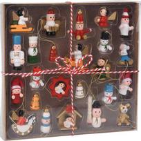 Medinių eglutės žaisliukų rinkinys WOODEN HANGDECO, 24 vnt.
