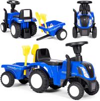 melynas traktorius - Paspiriamas traktorius EcoToys su priekaba, mėlynas (Blue) - 1 nuotrauka