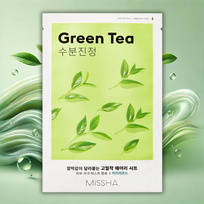 Raminamoji lakštinė veido kaukė MISSHA Airy Fit Sheet Mask (Green Tea), 19g