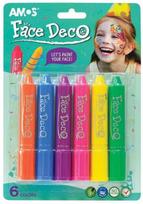 Amos Dažai-kreidelės veidui, 6 spalvos (Amos Face Paint Chalks, 6 Colors)