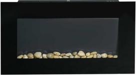 HOMCOM Elektrinis židinys su LED liepsnos efektu, 1000/2000 W, Juodas (Black)