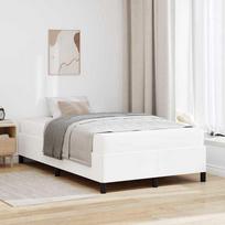 vidaXL Lovos rėmas su čiužiniu, balta (White), 120x190 cm, dirbtinė oda