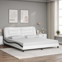 vidaXL Lovos rėmas, baltas/juodas (White/Black), 180x200 cm, dirbtinė oda