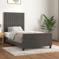 vidaXL Lovos rėmas be čiužinio, tamsiai pilkas (Dark Grey), 90x190 cm, aksomas
