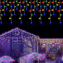Happy People 200 LED 8 metrai lempučių lauko girlianda varvekliai su baltu laidu, įvairių spalvų flash