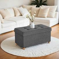 Songmics Sulankstomas pufas su daiktadėže, tamsiai pilkas (Dark Gray)