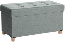 suoliukas daiktadeze - Songmics Pufas su daiktadėže LSF16GYZ, šviesiai pilkas (Light Gray) - 1 nuotrauka