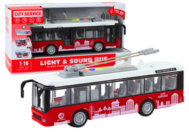 LEAN Toys Troleibusas 1:16 Šviesos ir garsai Baltas/Raudonas