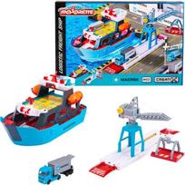 uostas - MAJORETTE Creatix MAERSK krovininis laivas su transporto priemone, 212050039 - 1 nuotrauka