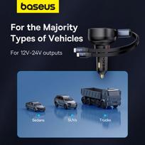 baseus car charger - Automobilinis įkroviklis Baseus Enjoyment, USB Type C/Lightning, juoda, 60 W - 1 nuotrauka