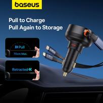 baseus car charger - Automobilinis įkroviklis Baseus Enjoyment, USB Type C/Lightning, juoda, 60 W - 5 nuotrauka