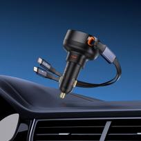 baseus car charger - Automobilinis įkroviklis Baseus Enjoyment, USB Type C/Lightning, juoda, 60 W - 7 nuotrauka