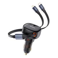 baseus car charger - Automobilinis įkroviklis Baseus Enjoyment, USB Type C/Lightning, juoda, 60 W - 10 nuotrauka