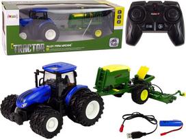 valdomi traktoriai - Lean Toys RC traktorius su presu 1:24 Mėlynas (Blue) - 1 nuotrauka