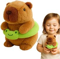 Lean Toys Pliušinis kapibara 20 cm su gelbėjimosi ratu varle (Green Lifebuoy with Frog Brown)