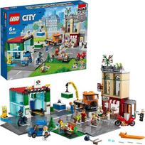 LEGO City Miesto centro konstravimo rinkinys su žaisliniu motociklu, dviračiu, sunkvežimiu, kelio plokštėmis ir 8 mini figūrėlėmis 60292