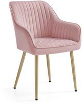 Songmics Valgomojo kėdė su porankiais, pastelinė rožinė/šviesiai auksinė (Pastel Pink/Light Gold)