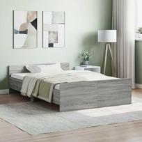 vidaXL Lovos rėmas su galvūgaliu ir kojūgaliu, pilkas (Grey), 120x200 cm