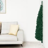 vidaXL Siaura dirbtinė pusinė Kalėdų eglutė su stovu, žalia (Green), 240 cm