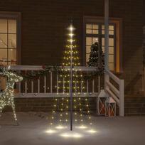 vidaXL Kalėdų eglutė ant vėliavos stiebo, 180 cm, 108 šiltos baltos LED