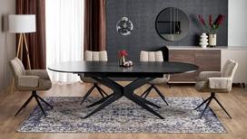 Valgomojo stalas Halmar Sandro, juodas (Black), 180-240 cm x 100 cm x 76 cm