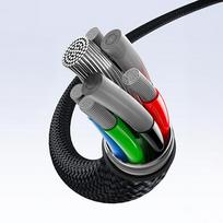 Baseus Flash Series 3 3in1 kabelis 100W USB-C - USB-C+USB-C+Lightning 1.5m Juodas (Black)