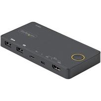 StarTech 2 Port Hybrid USB-C KVM Jungiklis 4K 60Hz Juodas (Black)